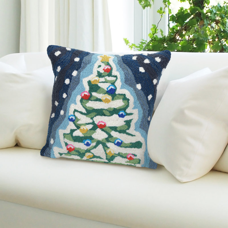 Festive Square Christmas Tree Indoor/Outdoor Pillow