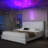 Upholstered Bed with Diamond Button, Modern Bed Frame with Galaxy Projector, No Box Spring Needed & Noise-Free Sturdy Wood Slats, PU-1586770351-1586770349