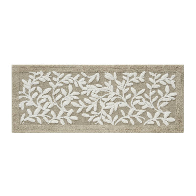 Serene Natural 100% Cotton Tufted Floral Bath Rug