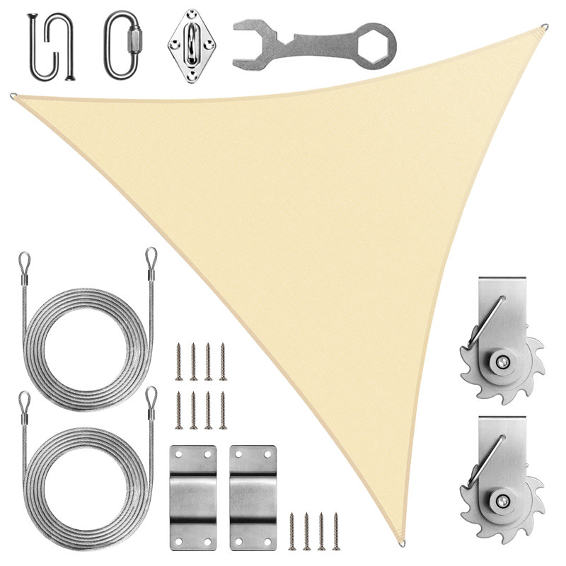 Voile d'ombrage Royal Shade Triangle Pro avec treuil d'installation, 16 pi x 16 pi x 16 pi