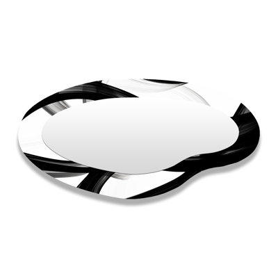 Abstract Waves White Black Whirls - Abstract Shapes Modern Asymmetrical Decorative Wall Mirror