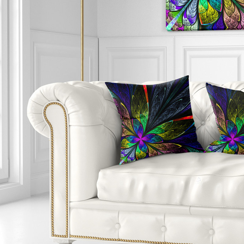 Oreiller à motif floral fractal, 16 po x 1 po, Coussin décoratif