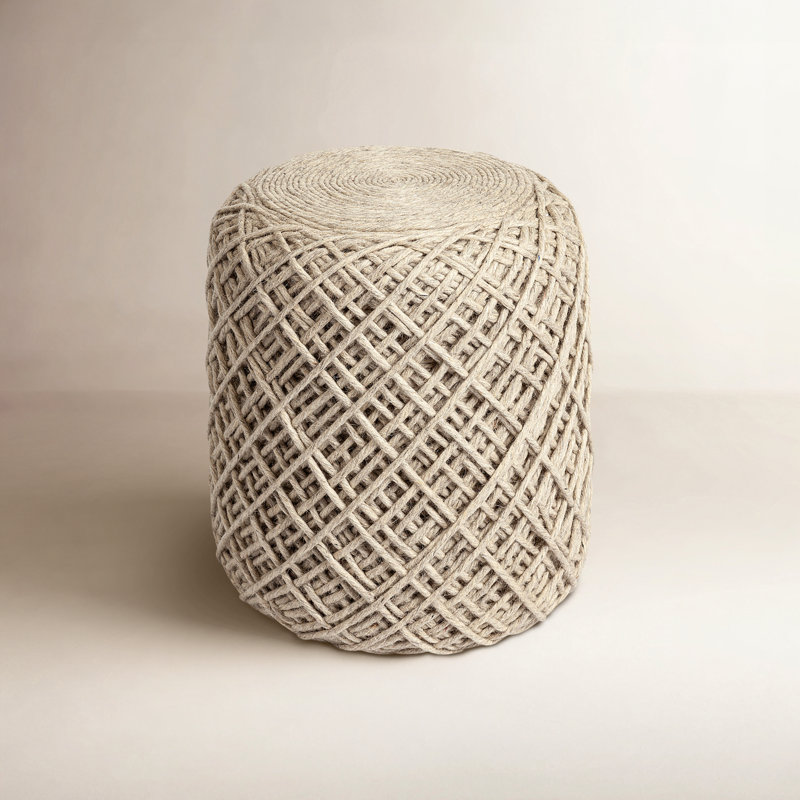Rudolph Upholstered Pouf, Cream
