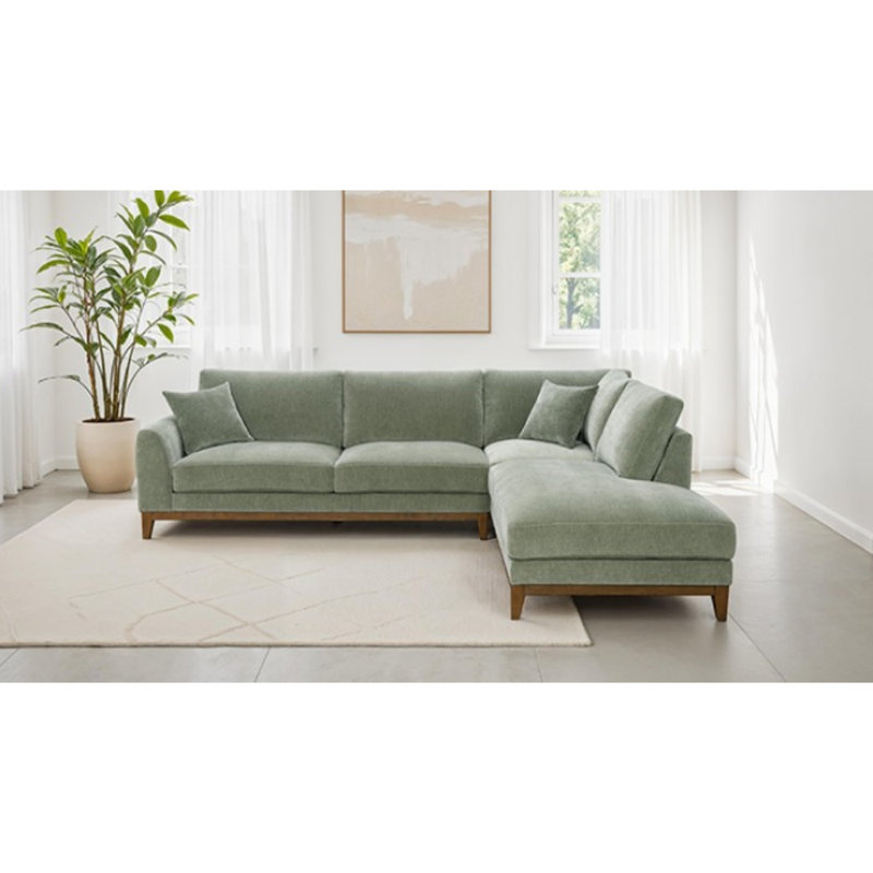 Canapé modulaire Subhaan, Chenille vert olive, Orienté à droite