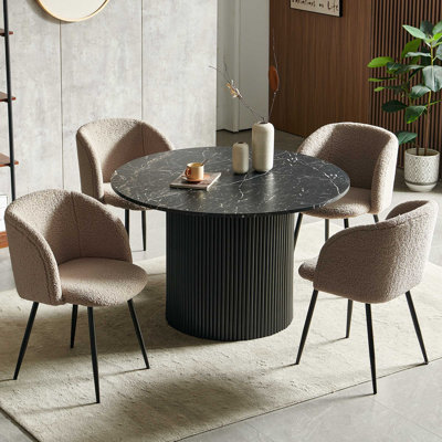 Round Table With Set Of Four Barrel Chairs