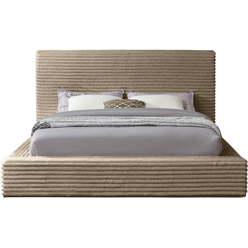 Dexter Corduroy Fabric Bed, Taupe Corduroy Fabric, Queen