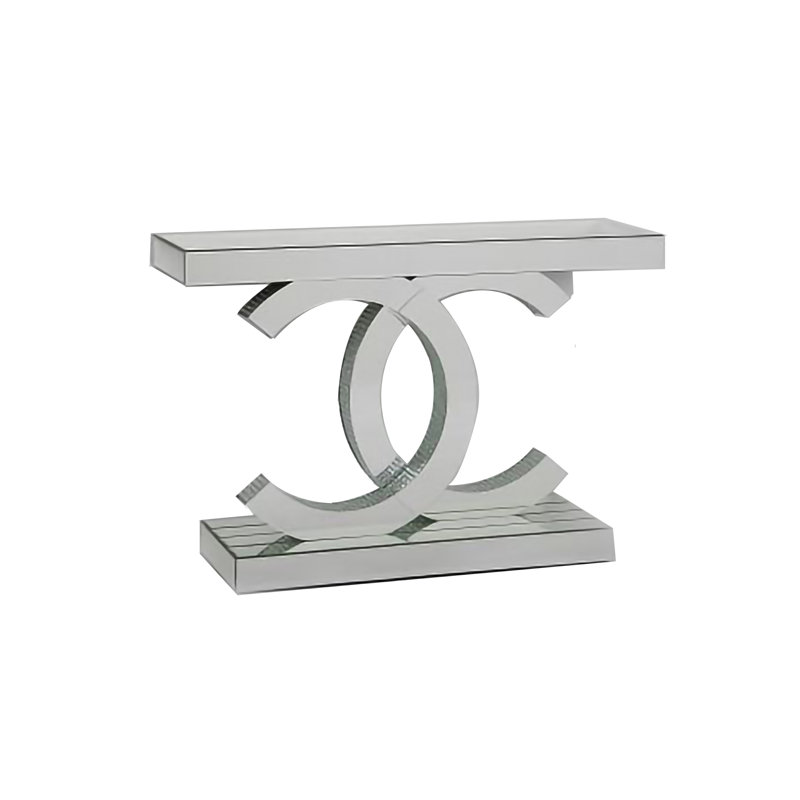 Console à miroir avec détails carrés en verre