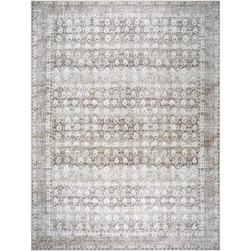 Tapis gris lavable en machine Vivel X Livabliss Lorelai, Rectangle 5 pi 3 po x 7 pi