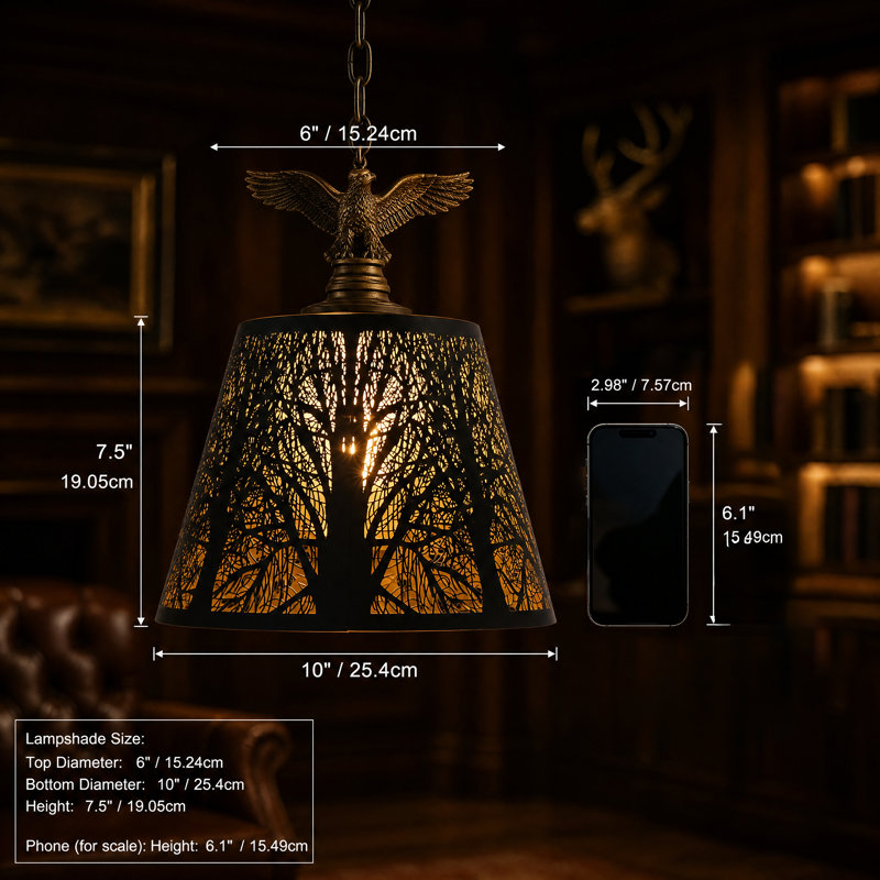 Small Lamp Shade, ALUCSET Barrel Metal Lampshade with Pattern of Trees for Table Lamp and Floor Light, Top Diameter 6 X Bottom Diameter 10 X Height 7.5 Spider | Lamp Shades For Table Lamps ALUCSET Drum Lamp Shades with Pattern of Trees For Floor Lamps