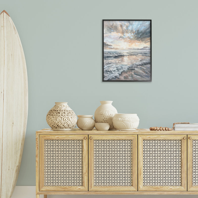 «Cloud Break over Sea», estampe numérique par Petal Prints Design, H 30 po x l 24 po, Giclée encadrée noir minuit