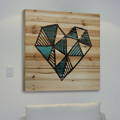 « indigo cardiaque », impression sur bois