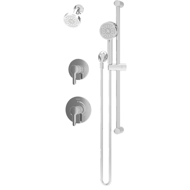 Ensemble de garniture de douche à double poignée avec douchette à hydromersion Solari, Chrome poli