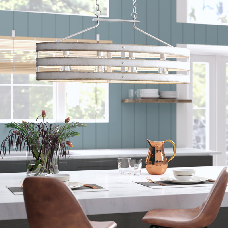 Gulliver 4 - Light Dimmable Kitchen Island Modern Linear Chandelier, Antique White, Galvanized