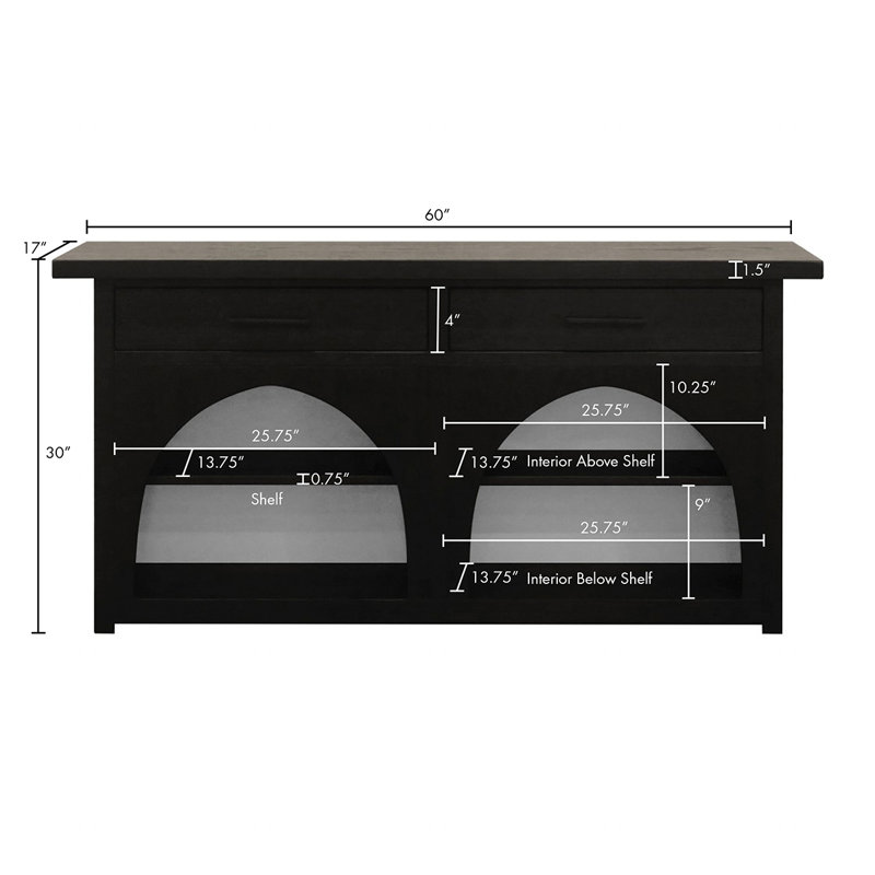 Grayson Black Wood Console Table with Storage