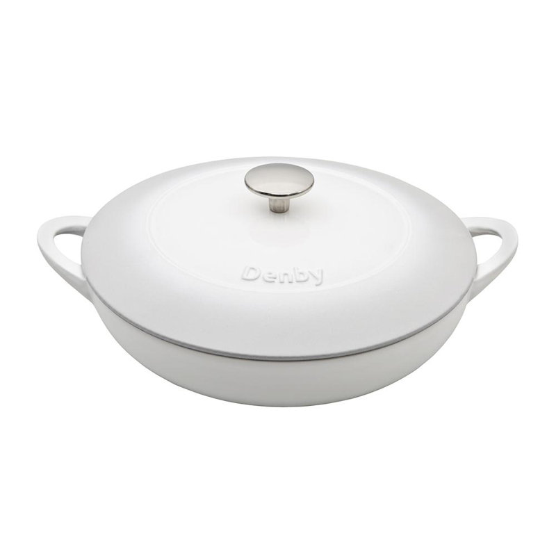 Denby Halo Cast Iron 3.8L Shallow Casserole, Natural Canvas/Cream