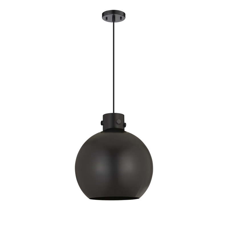 Luminaire suspendu simple à 1 lumière Bergur, Noir mat