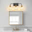 Applique murale moderne à 3 lumières pour meuble-lavabo 23 po 23 po, luminaire de salle de bain noir et doré avec abat-jour en verre transparent, miroir mural industriel (ampoules non incluses)