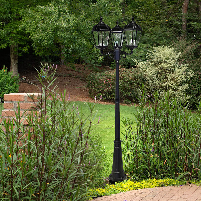 Royal Bulb Triple Head Lamp Post Black