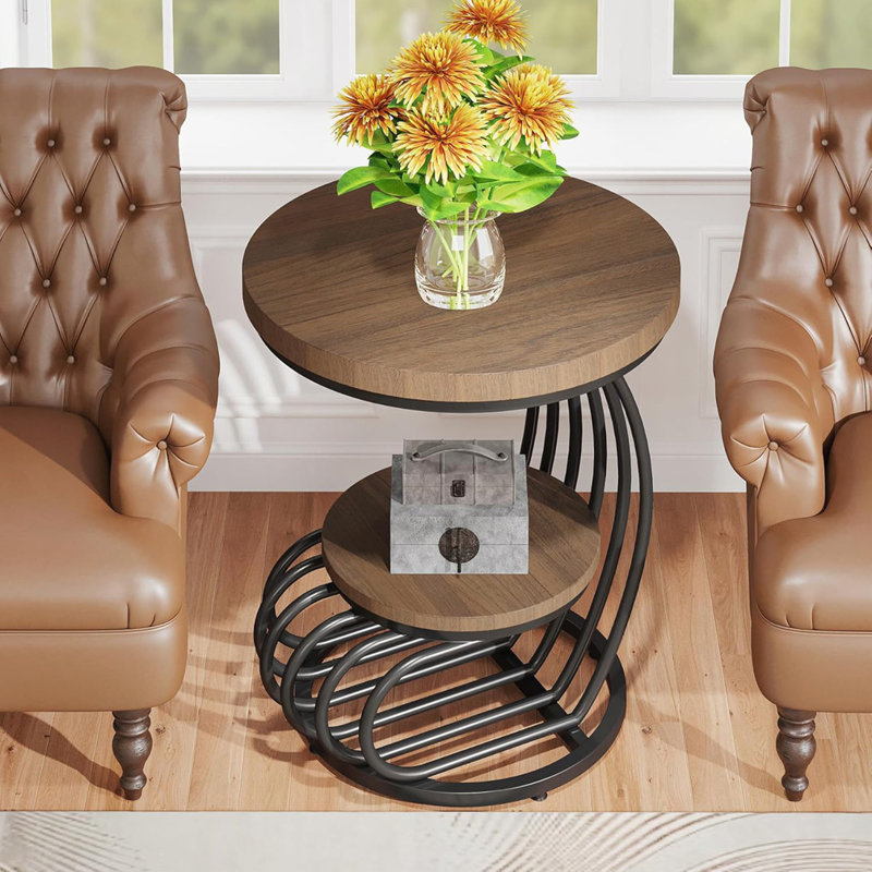 Table de bout ronde 19,68 po, Marron clair