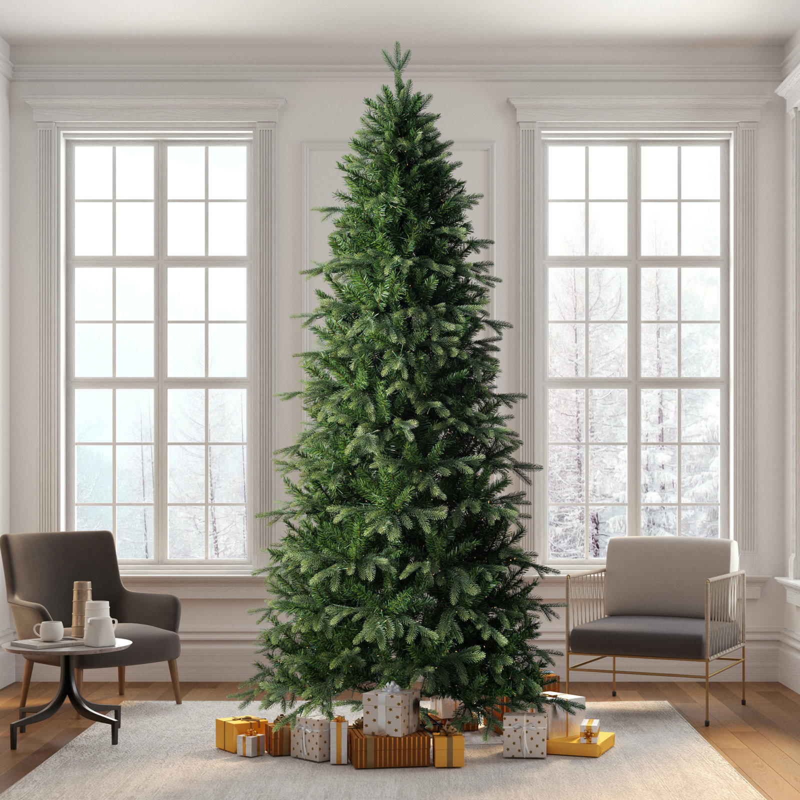 Slim Pre-Lit Fir Christmas Tree, 12 ft