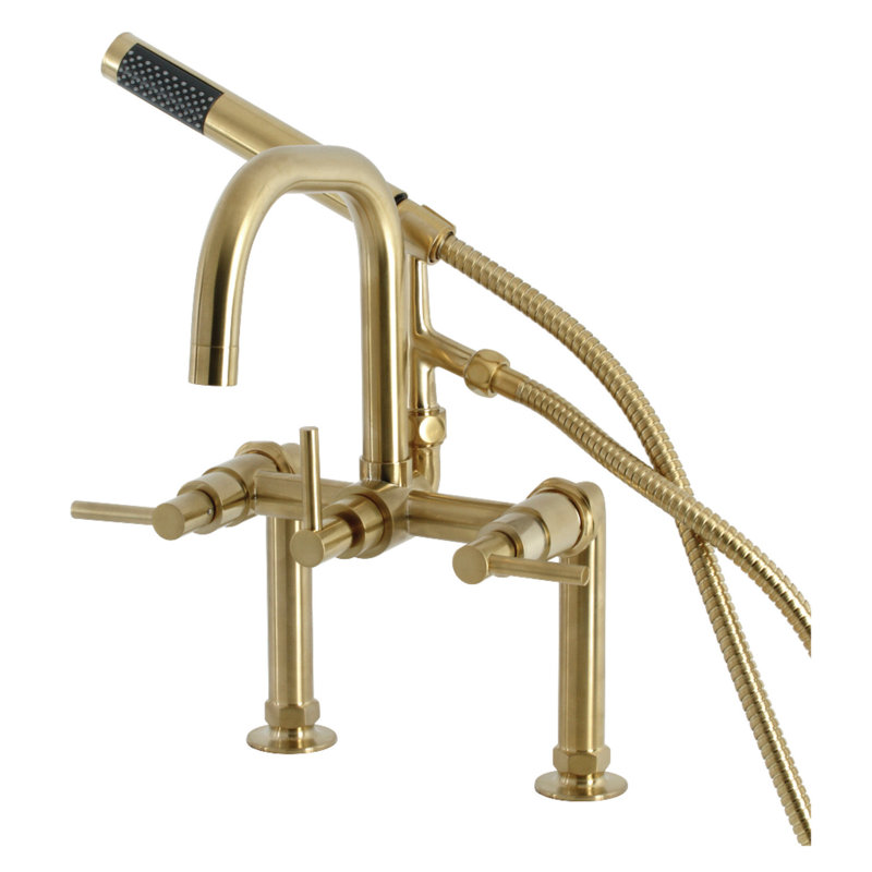 Kingston Brass Concord Deck Mount Clawfoot Tub Faucet, Brushed Brass