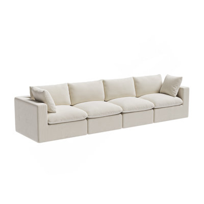 Canapé modulaire modulaire, causeuse surdimensionnée de 135 pouces, canapé en forme de L, canapé 4 places revêtu de tissu velours côtelé avec 2 coussins