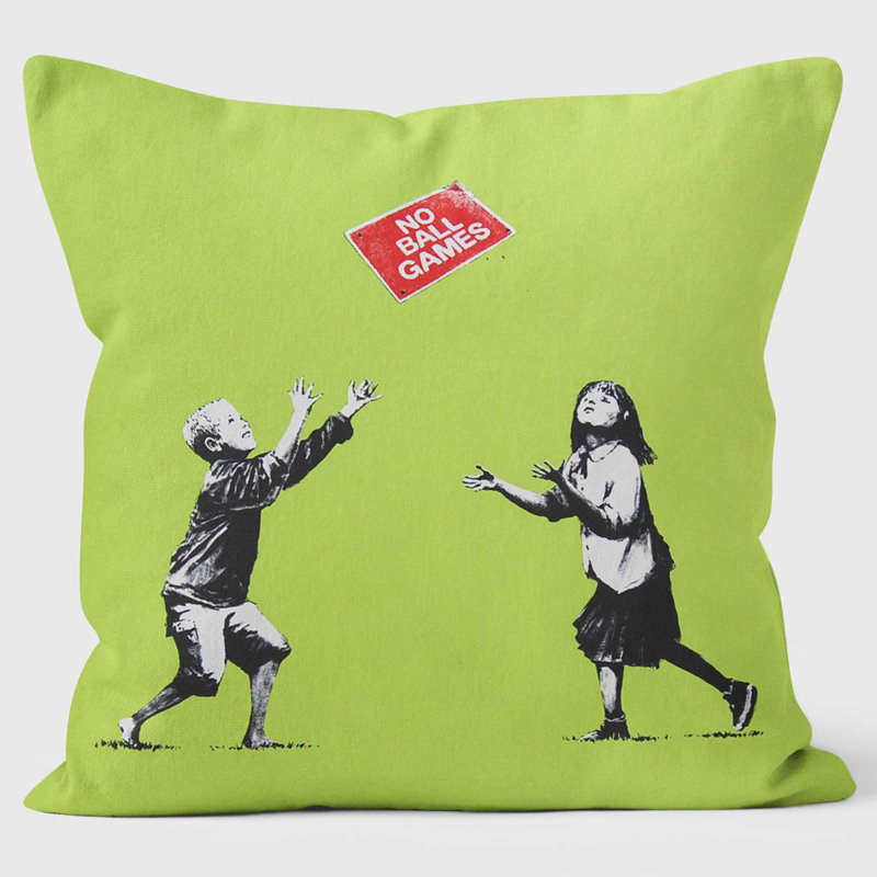 No Ball Games Banksy Inspired Graffiti Art Cushion