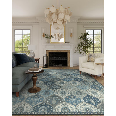 Violia Moroccan Bloom Medallion Area Rug – Plush Textured Accent with Non-Slip Backing