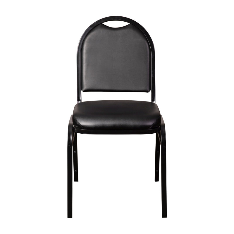 Classic 500 lbs Capacity Dome Back Black Vinyl Metal Banquet Chair