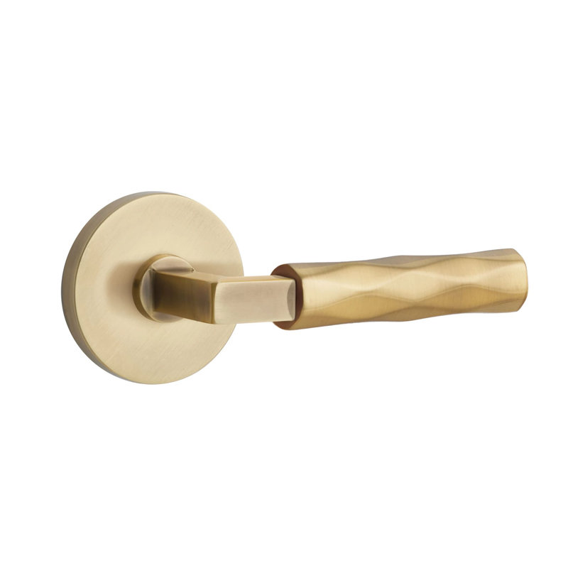 Mortaise intérieure Emtek Select avec rosette à disque et tige carrée en L, levier Tribeca, Nickel poli, Oui