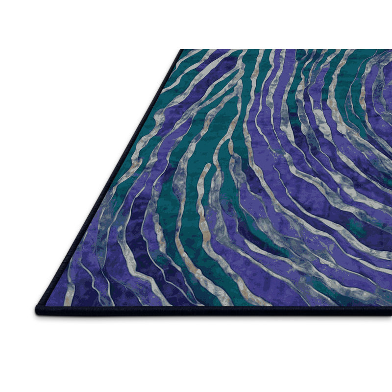 Tapis bleu soyeux et moelleux, Carré 3 pi