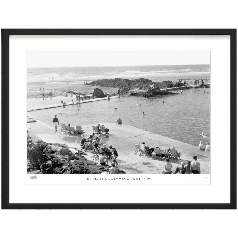 Bude, The Swimming Pool 1949 - Single Picture Frame Print on Wood, 60cm H x 80cm W x 2.3cm D