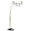 Lampe sur pied en métal de 84 po de hauteur avec finition en laiton, lustre en cristal
