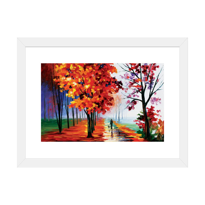 «Lilac Fog» par Leonid Afremov - impression d'art textuel, H 16 po x l 24 po x P 1 po, Papier encadré blanc