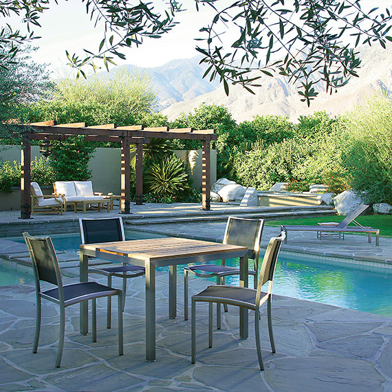 Tiburon Outdoor Square Dining Table, None Electropolish