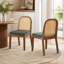 Chaise de salle à manger Mid-Century arquée avec dossier en canne et assise en chenille, vert olive (ensemble de 2)-714747174