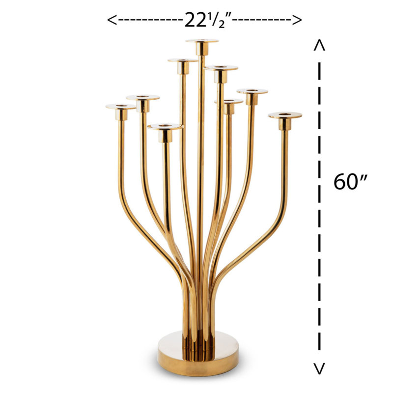 Bougeoir de table Radiant Tree, Doré, H 60 po x l 22,5 po x P 22,5 po