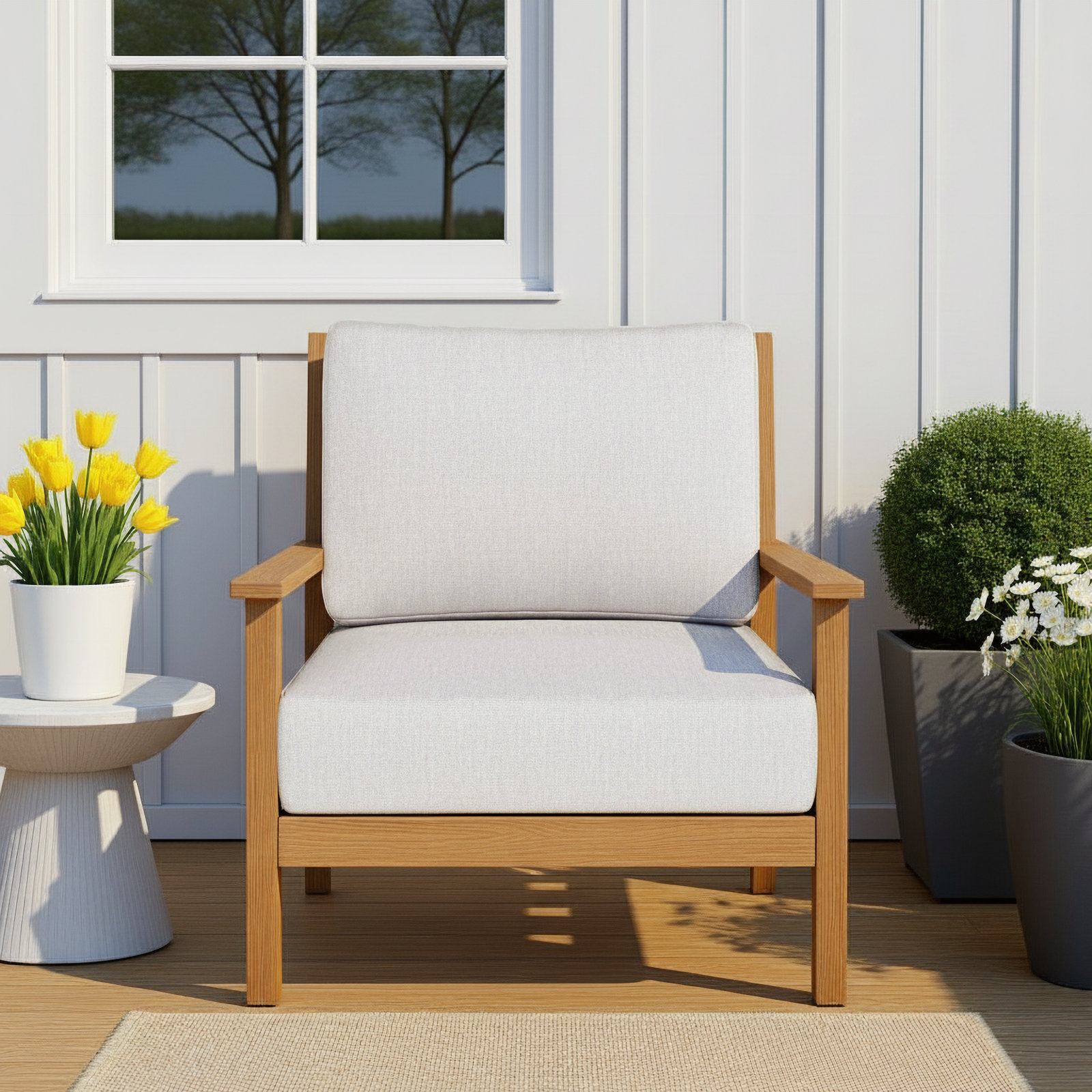 Amala Sunbrella® Seat and Back Cushion, Sunbrella® Canvas Natural, 25" W x 25.5" D