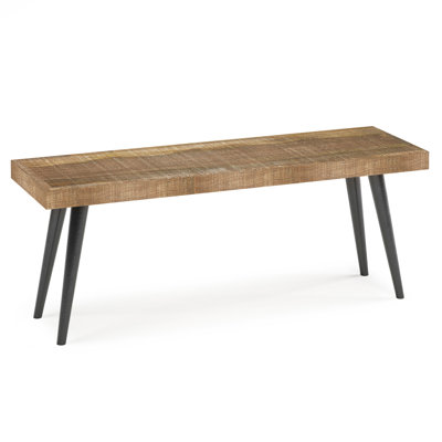 Banc en bois de manguier massif de 43 po de largeur au fini naturel vieilli