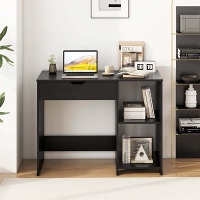Lift Top Computer Desk Standing Desk With Hidden Compartments & Storage Shelves