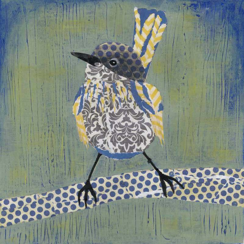 " Patchwork Wren I " by Grace Popp, 12" H x 12" W x 1.25" D
