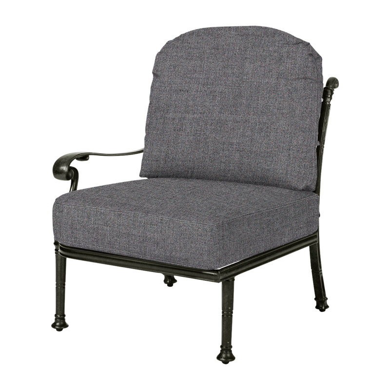 Florence Cushion Right Arm Lounge Chair, Cast Slate Sunbrella® Plainweave, Desert Bronze