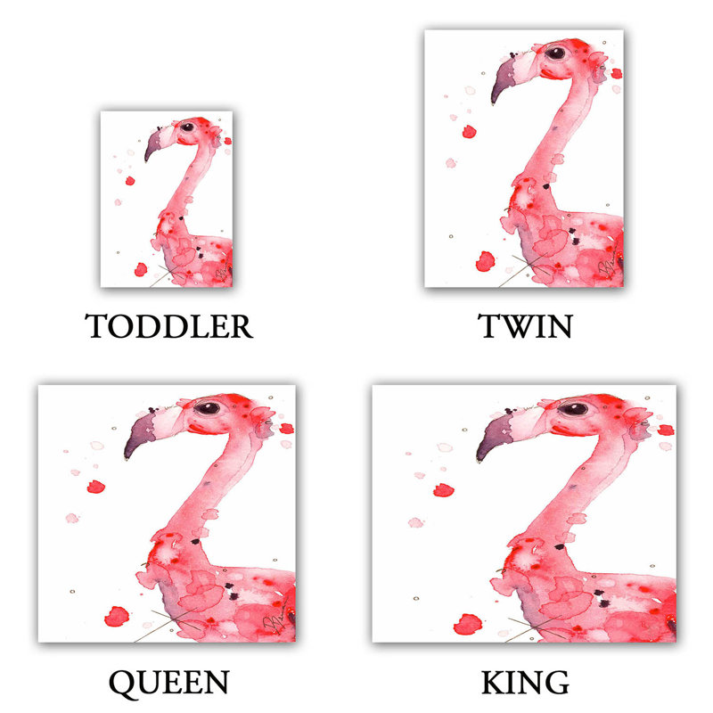 Ensemble de housse de couette felix flamant rose, 1 housse de couette grand + 2 taies standards