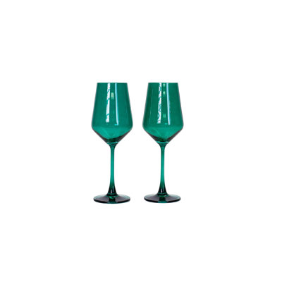 Verre à vin de couleur vert émeraude - ensemble de 2 - tiges