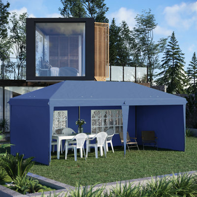 Large Party Tent - 10' X 20' Pop Up Canopy With Sidewalls Blocking For Outdoor Events Blue Instant Garden Outdoor, Patio