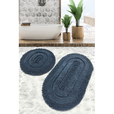 Ensemble de tapis de bain 100% coton fait à la main (2 pièces), gris foncé, 23,6 x 39,4 pouces et 19,7 x 23,6 pouces | 1 600 g / m², hauteur des poils: 1,0 po | Lavable à la machine, doux et absorbant, parfait pour la décoration de salle de bain luxueuse