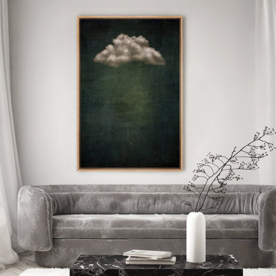 Oeuvre de décoration murale pastel vert pastel bleu marine abstrait ciel moderne minimaliste relaxant