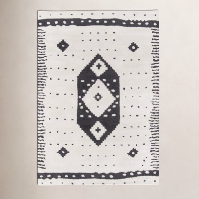 Metro Ivory Black Geometric Rug