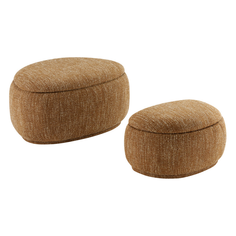 Hoya Oval Velvet Storage Ottoman, Mellow Mustard Boucle