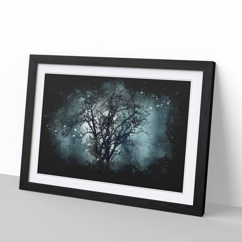 Tree at Dusk - Framed Print, 27cm H x 36cm W x 2cm D, Black